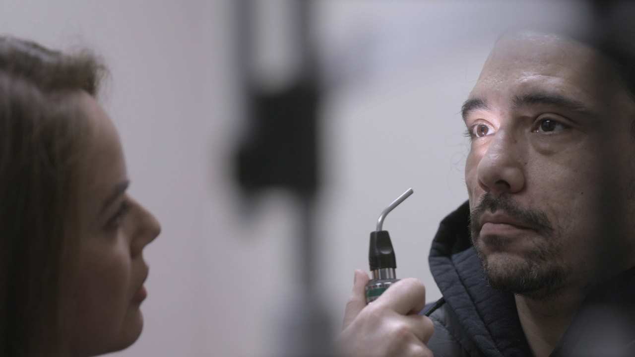 a man getting his eyes examined